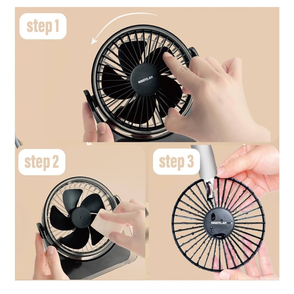USB Desk Fan 6 Inch Portable Table Fan 3 Speeds Quiet Powerful Cooling Office - Picture 7 of 9